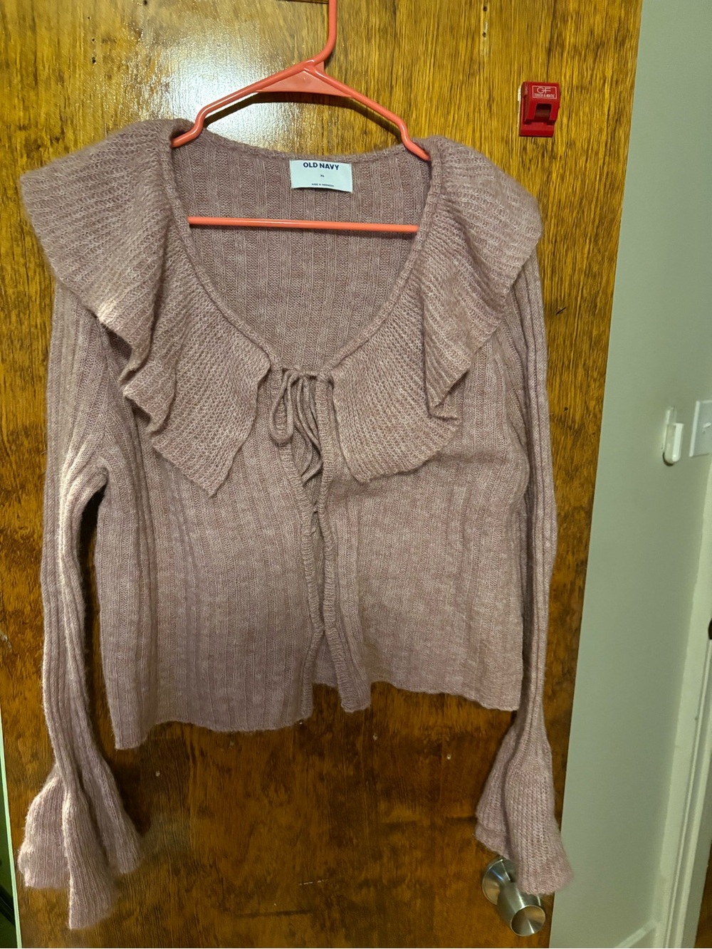 Old Navy Women's Rose Pink Ruffle Tie-Front Cardigan